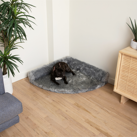 Corner Memory Foam Dog Bed - Charcoal Grey