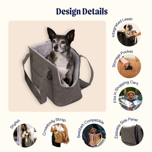 3-in-1 Faux Leather Dog Carrier - Camel