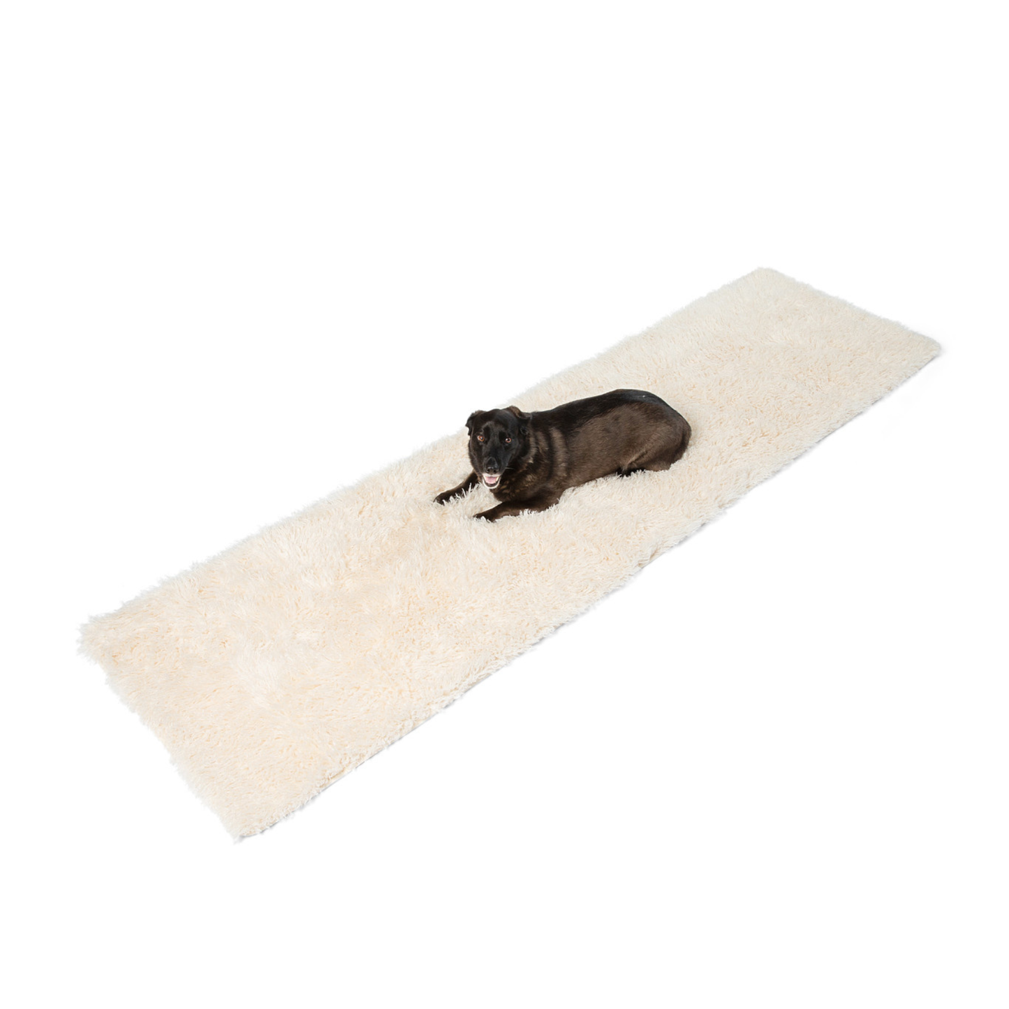 Orthopedic dog bed with matching runner - plush sheep ivory