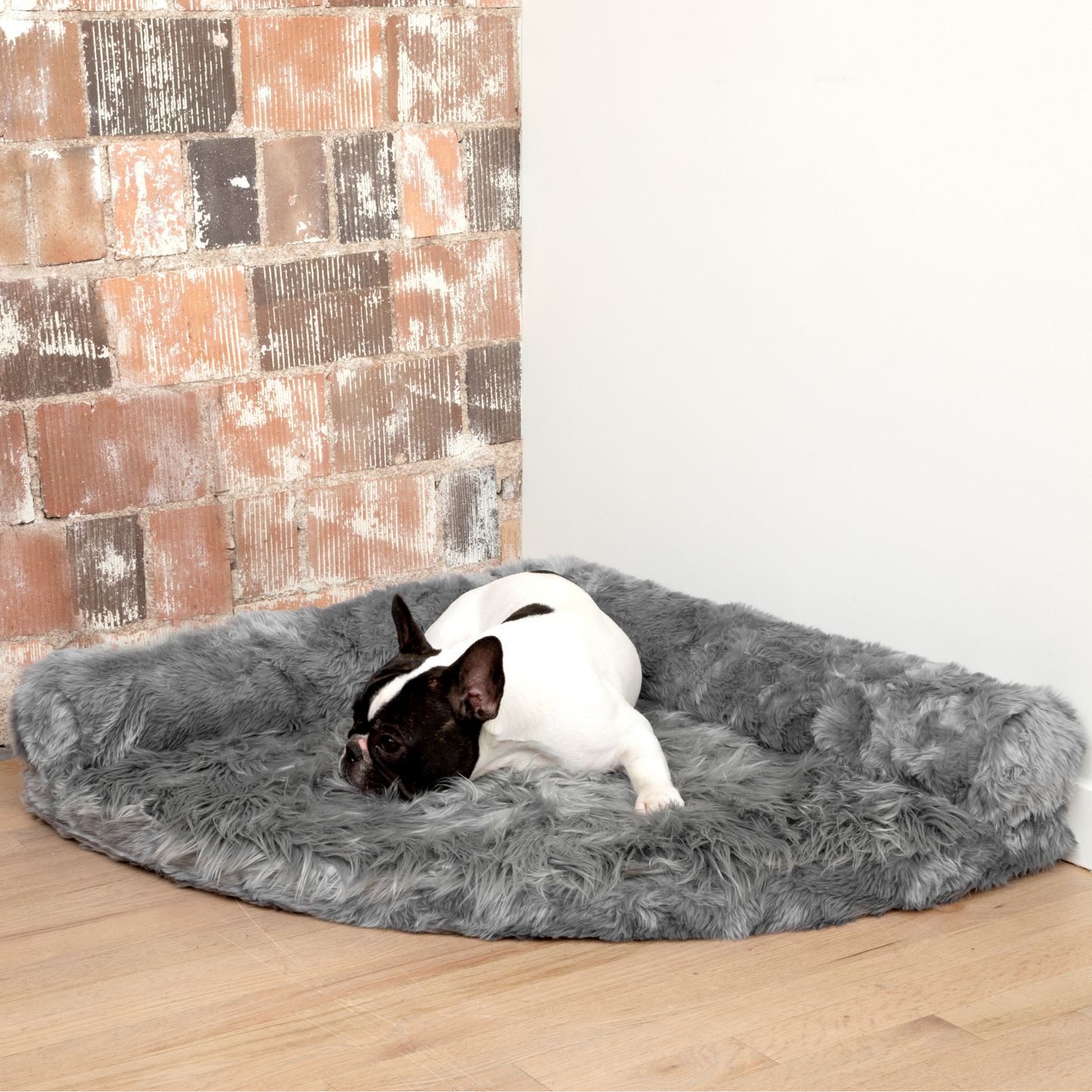 Corner Memory Foam Dog Bed - Charcoal Grey