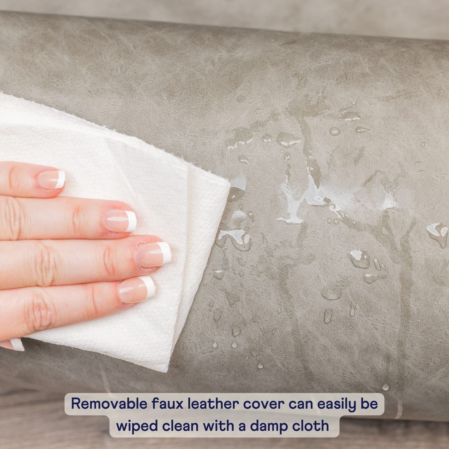 Faux Leather Memory Foam Dog Bed for Car - Slate Grey