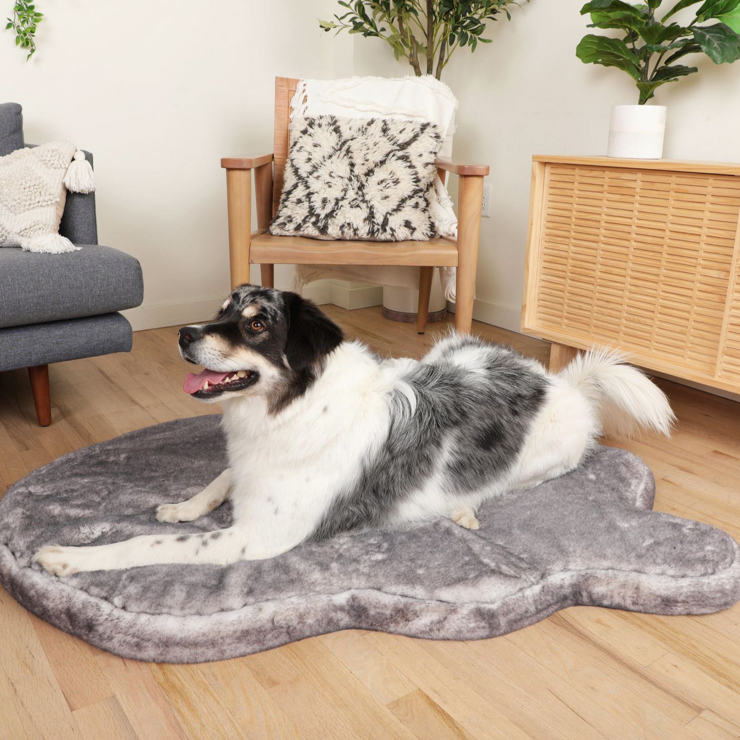 Orthopedic dog bed made of faux fur - Chinchilla