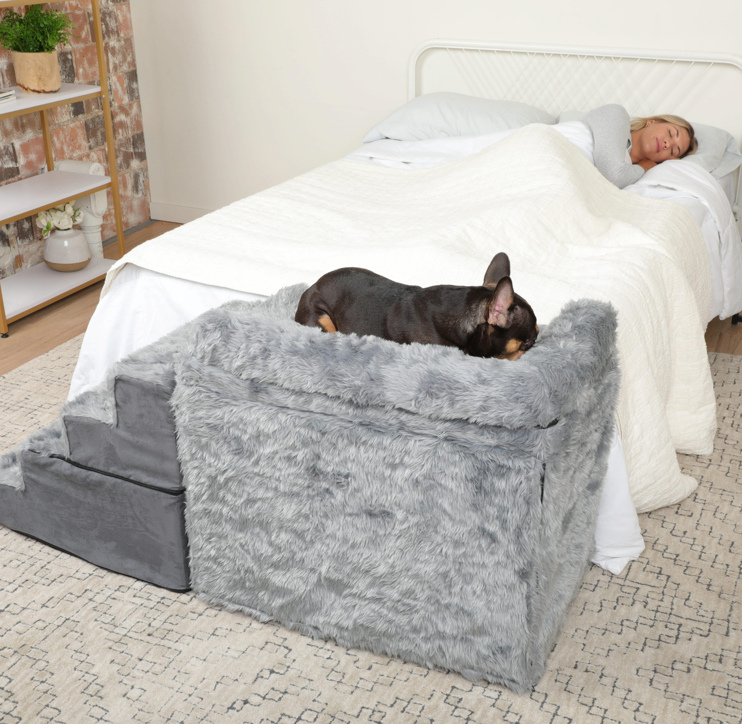 Side bed dog box set & stairs