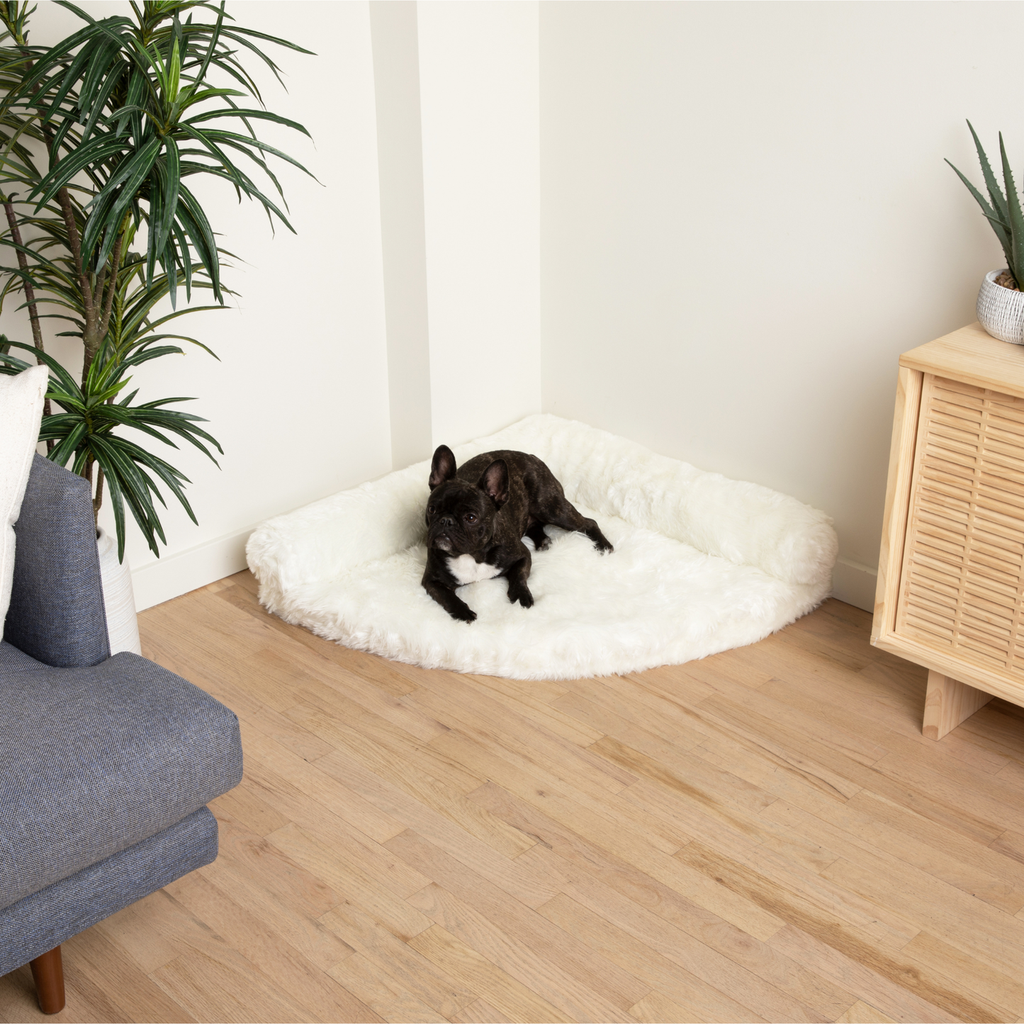 Corner Memory Foam Dog Bed - Polar White