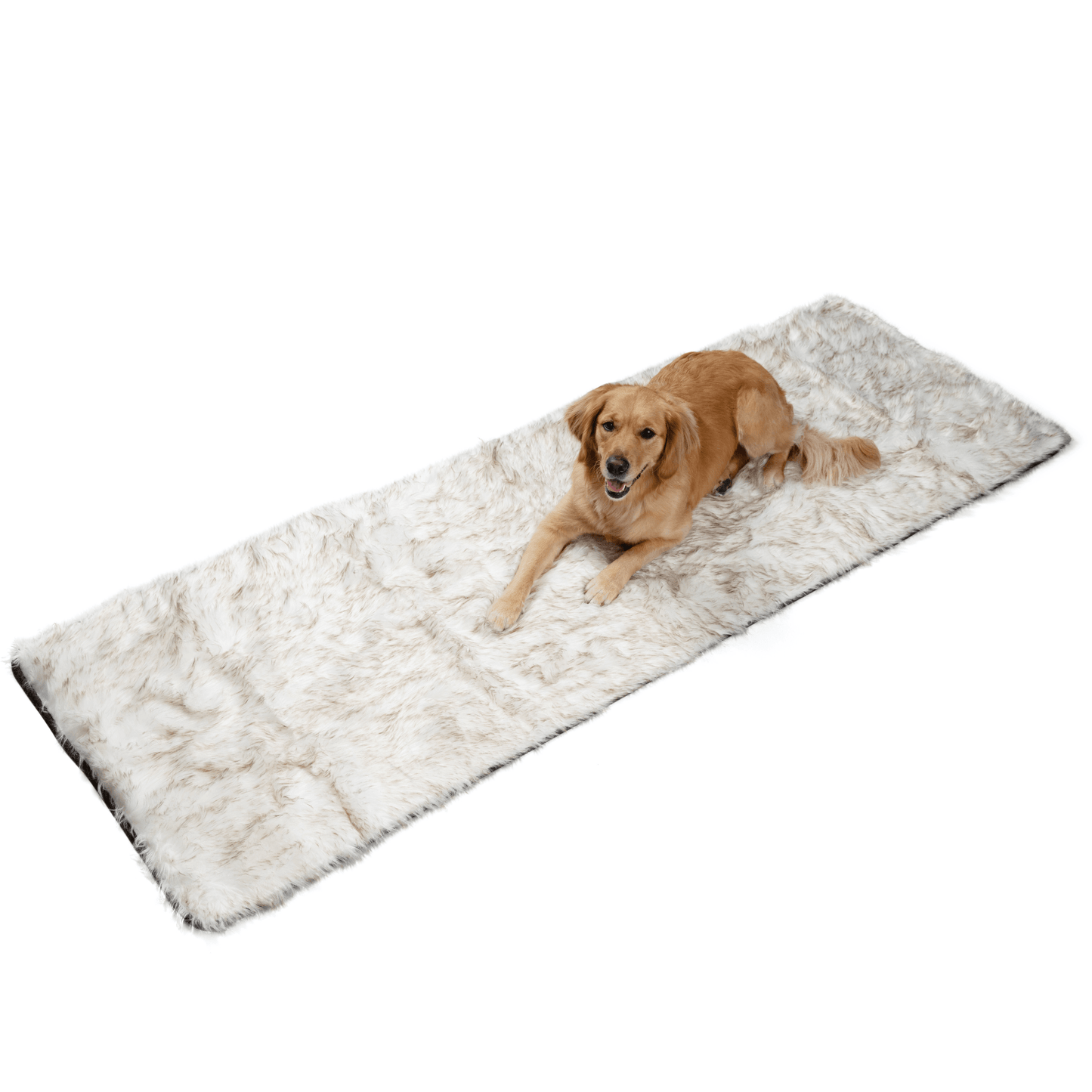 Waterproof Pet Bed Runner - White with Brown Accents