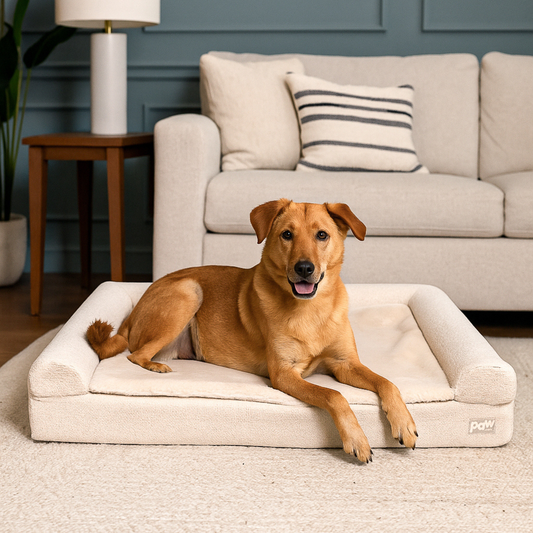 3-bolster dog bed - cream bouclé