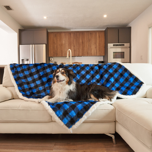 Waterproof Dog Blanket - Blue Buffalo Check