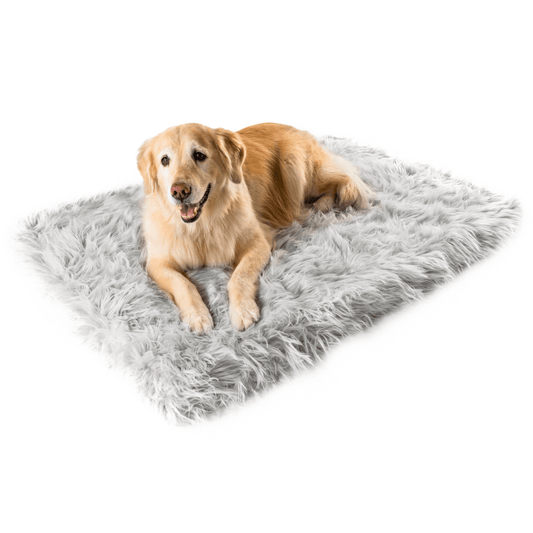 Orthopedic Faux Fur Dog Bed - Rectangular Grey