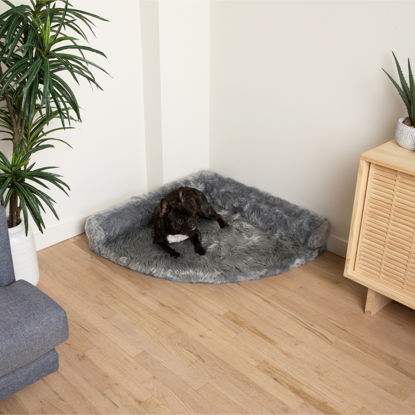 Corner Memory Foam Dog Bed - Charcoal Grey