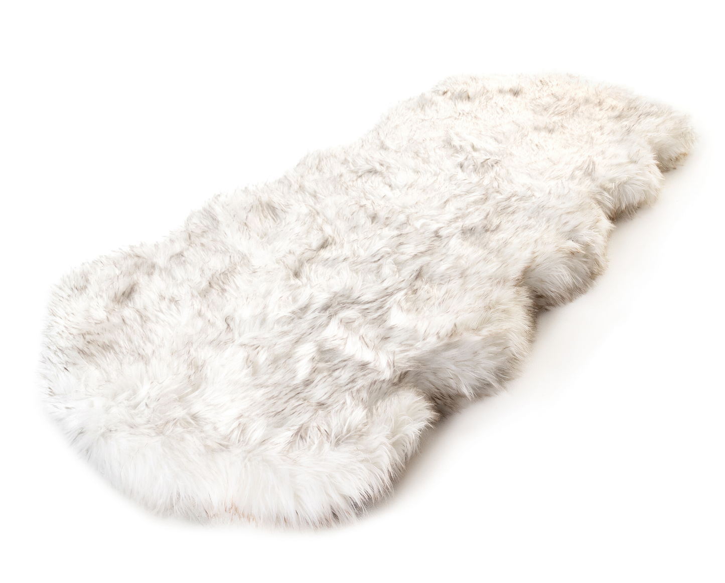 Faux Fur Dog Bed Cover for Memory Foam - Curve White with Brown Accents (Without Bed)
