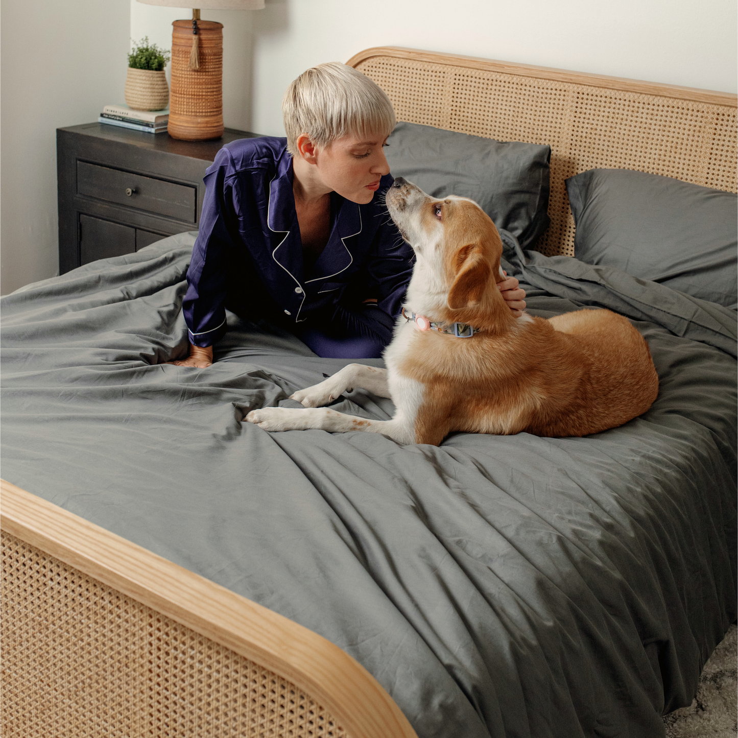 Hair Resistant, Antimicrobial & Cool Pet Bedding Set - Graphite