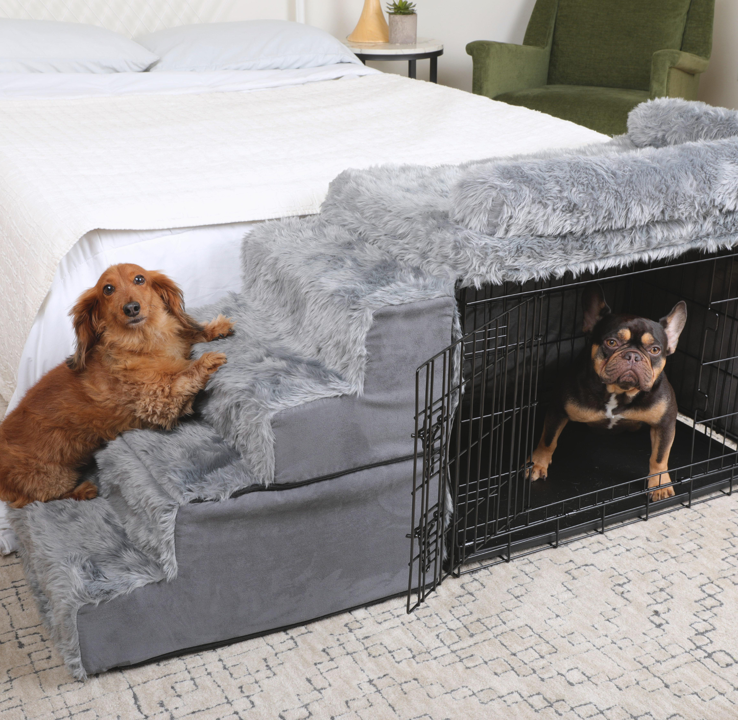 Side bed dog box set & stairs