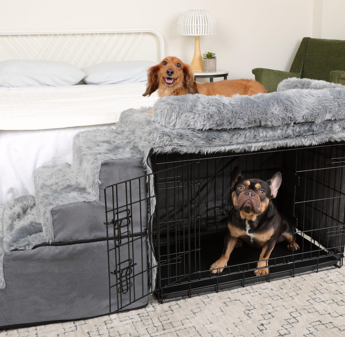 Side bed dog box set & stairs