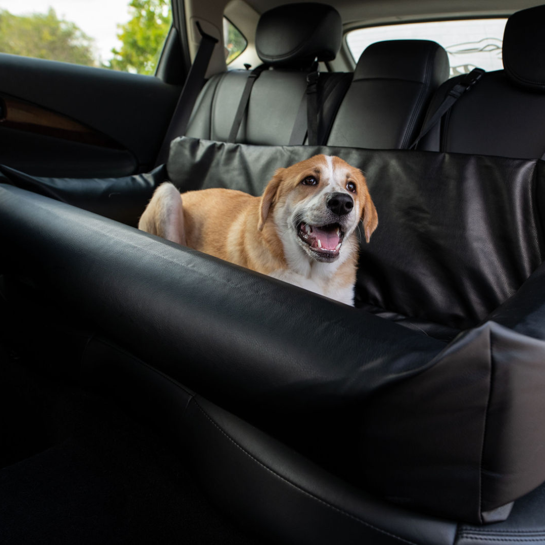 Faux Leather Memory Foam Dog Bed for Car - Black