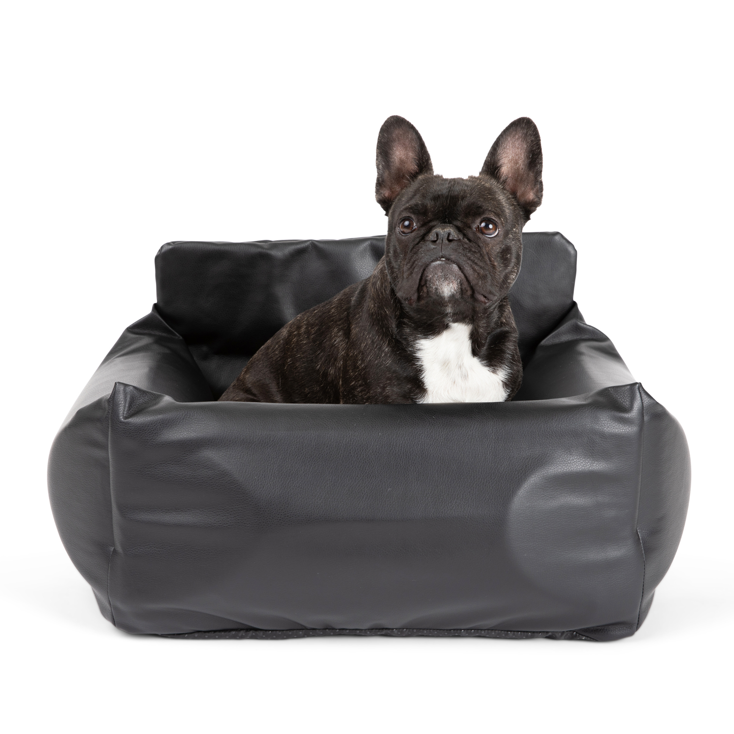 Faux Leather Memory Foam Dog Bed for Car - Black
