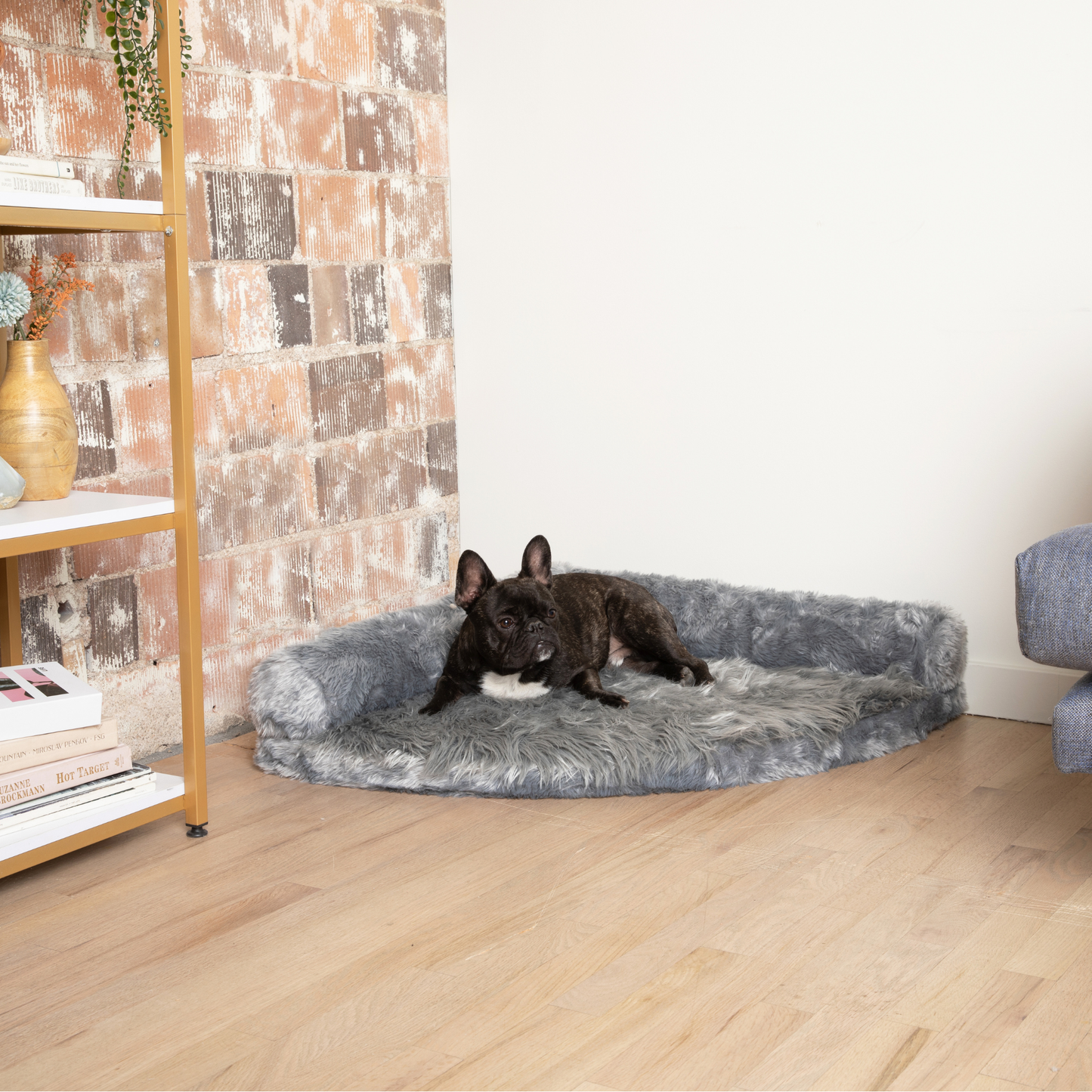 Corner Memory Foam Dog Bed - Charcoal Grey
