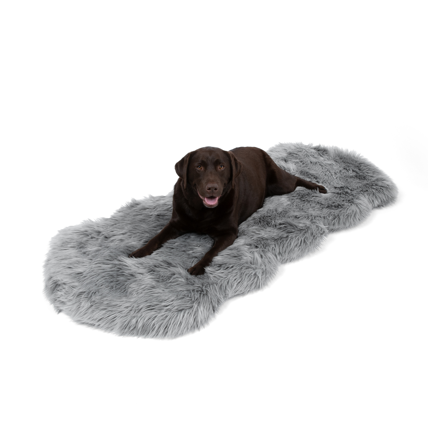 Dog bed made of faux fur with memory foam - anthracite grey