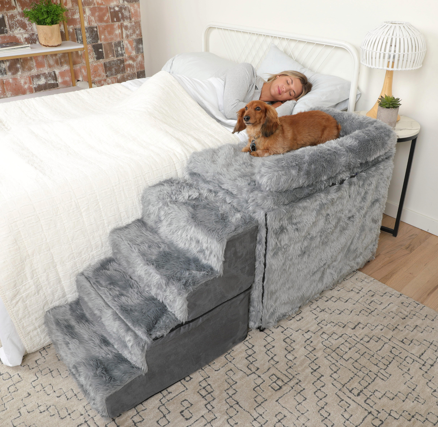 Side bed dog box set & stairs