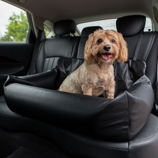 Faux Leather Memory Foam Dog Bed for Car - Black