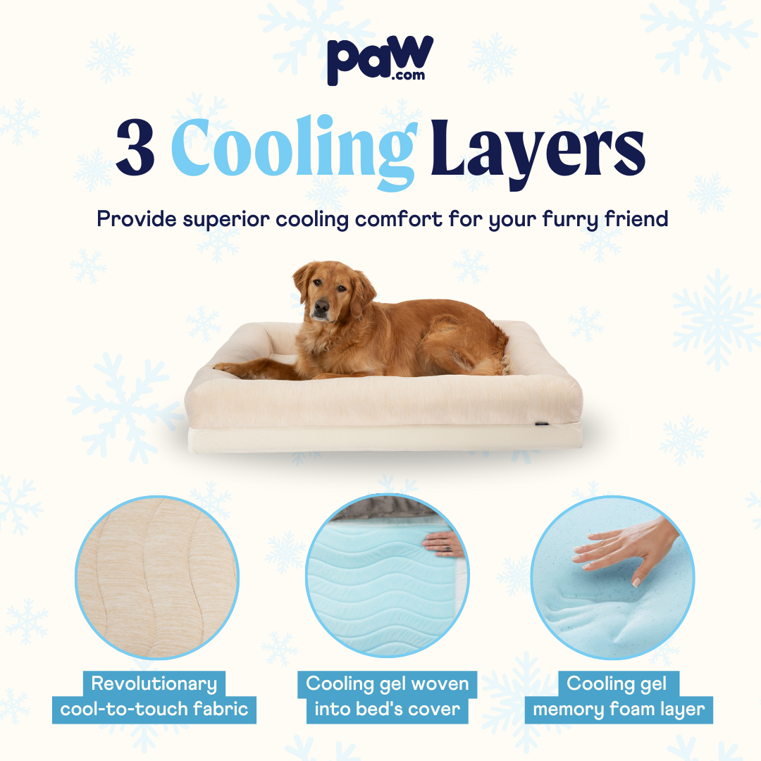 Cooling 4-bolster dog bed - Arctic Sand