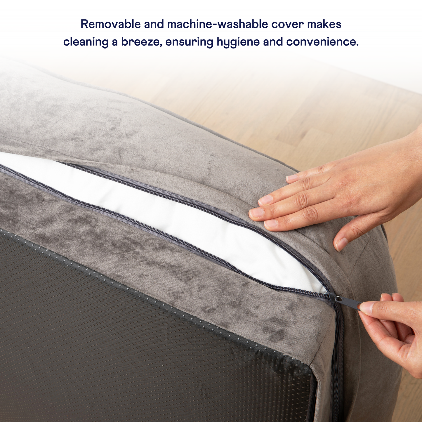 Cooling Bolster Dog Bed + Waterproof Blanket Bundle - Arctic Grey