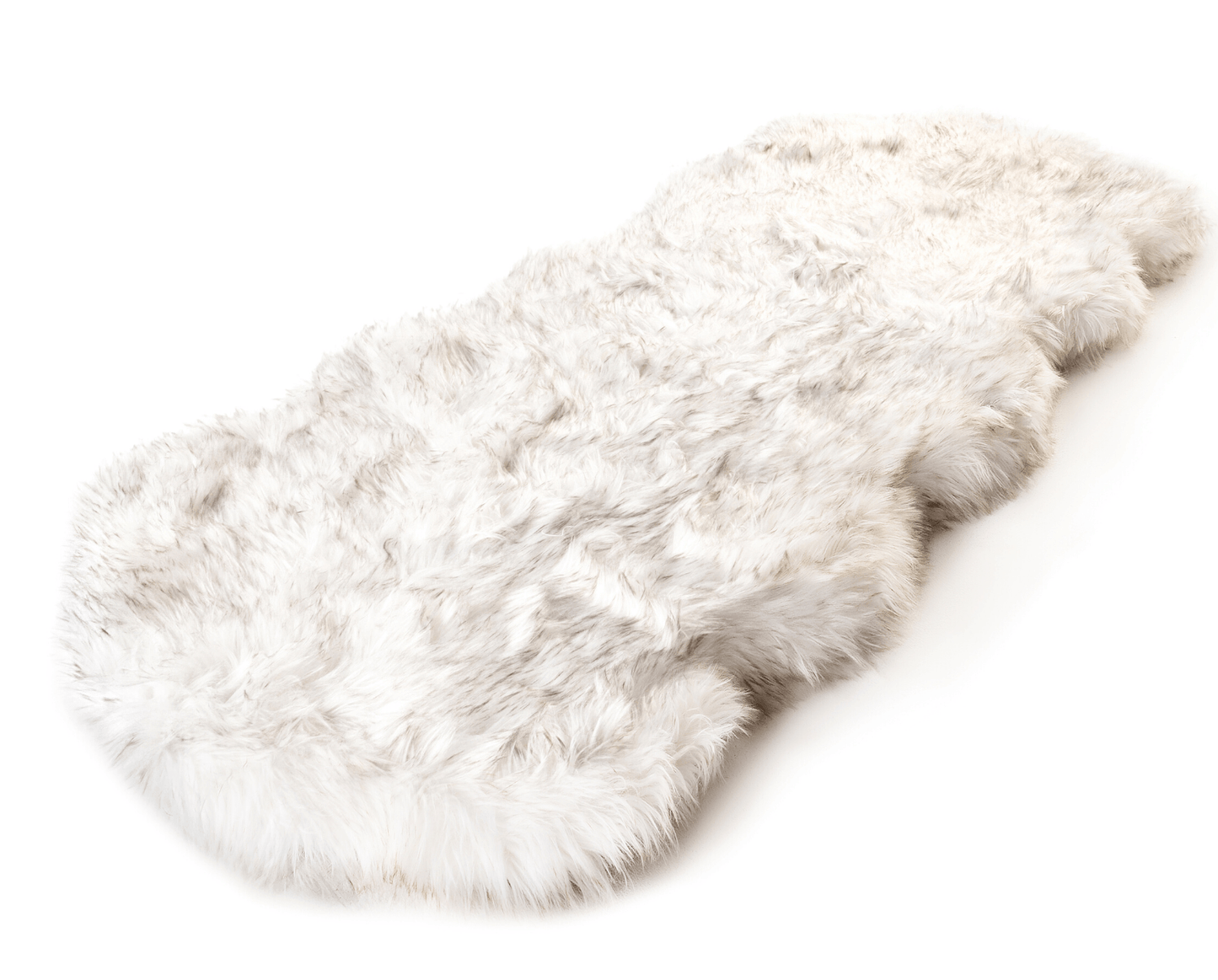 Faux Fur and Memory Foam Dog Bed - Curve White with Brown Accents