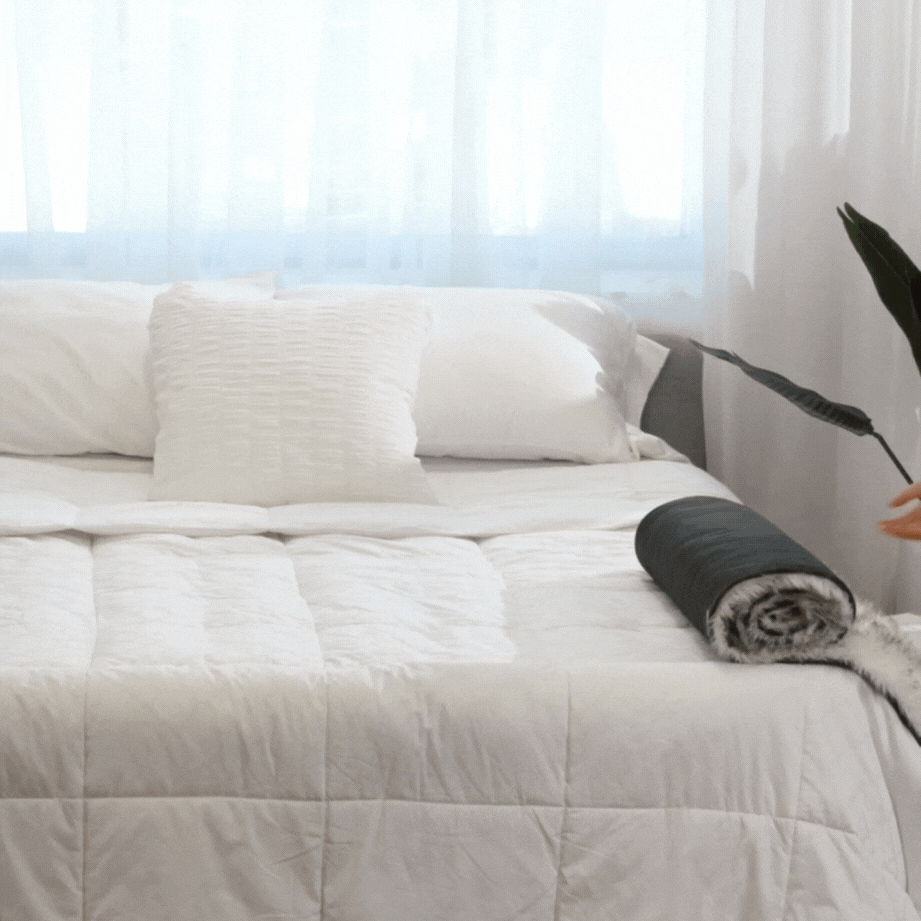 Waterproof Pet Bed Runner - White with Brown Accents