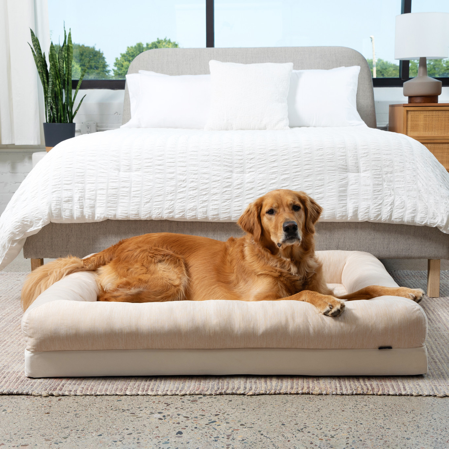 Cooling 4-bolster dog bed - Arctic Sand