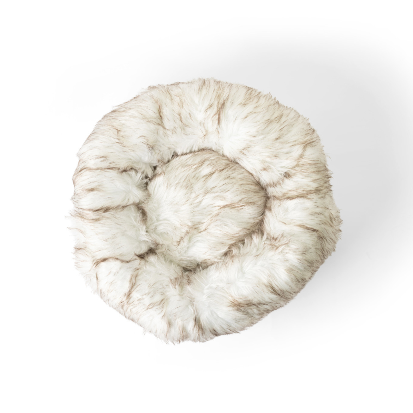 Donut Dog Bed - White with Brown Accents