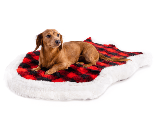 Orthopedic Dog Bed Cover Faux Fur - Curve Red & Black Check (Bed Not Included)