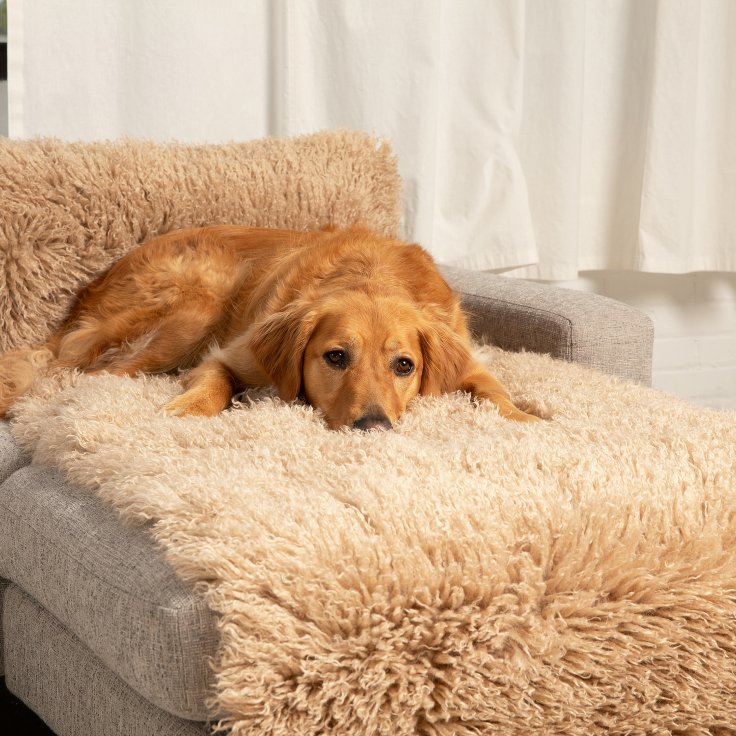 Waterproof Bed Runner for Dogs - Plush Sheep Tan