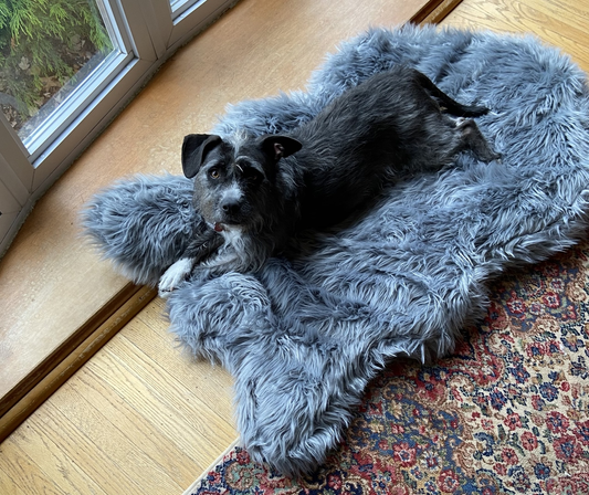 Orthopedic dog bed made of faux fur - anthracite grey