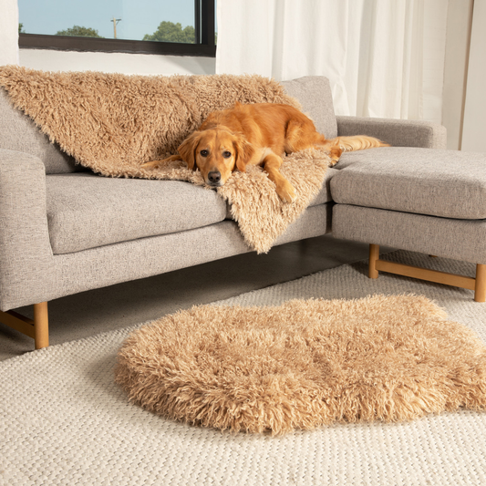 Orthopedic Dog Bed with Waterproof Blanket - Plush Sheep Tan