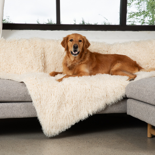Waterproof Faux Fur Blanket for Dogs - Plush Sheep Ivory
