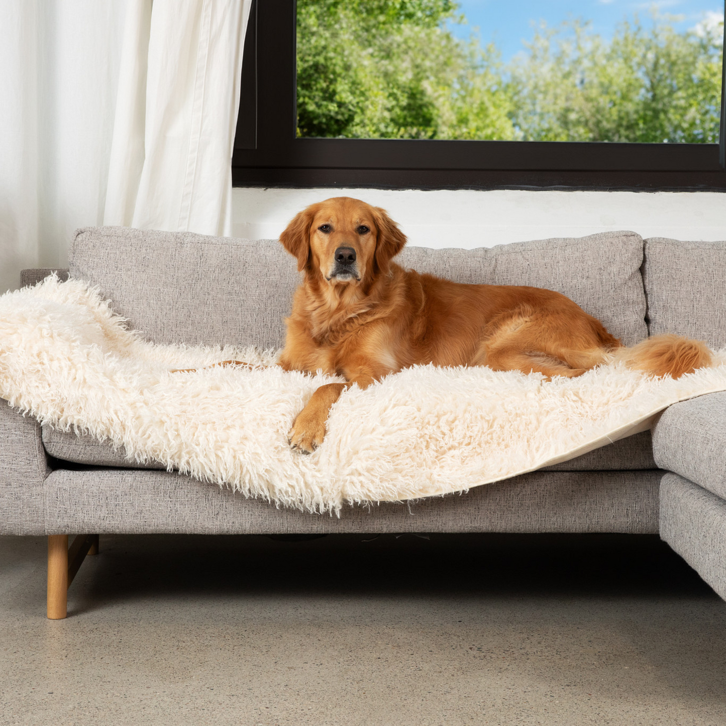 Waterproof Bed Runner for Dogs - Plush Sheep Ivory