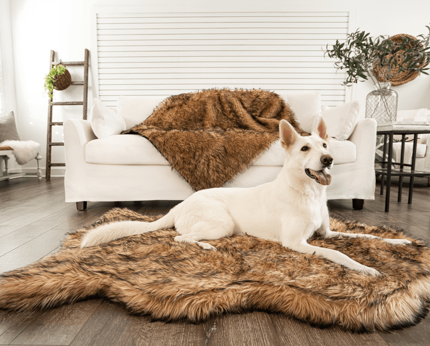 Orthopedic Faux Fur Dog Bed - Curve Sable Tan